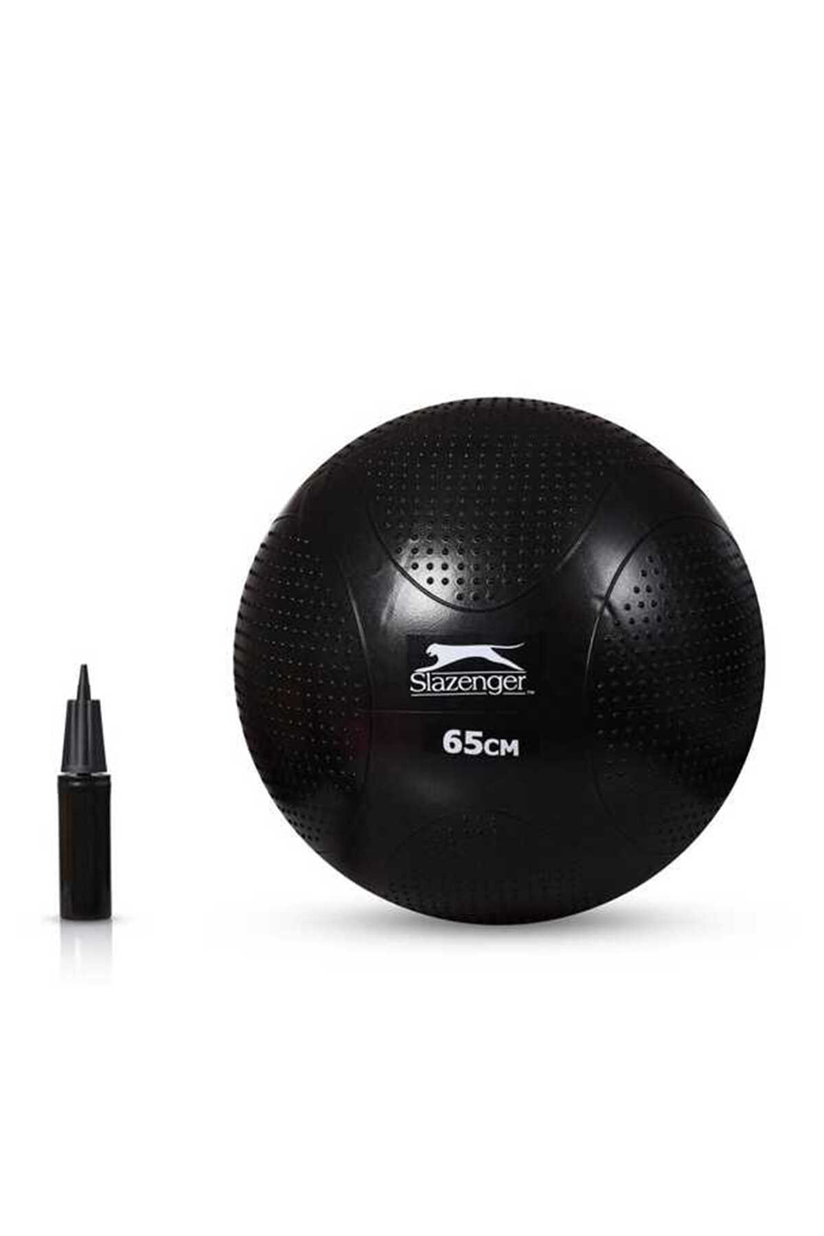 Slazenger - Slazenger 65 cm Anti-Burst Gymball (Pompa Dahil) Unisex Siyah Pilates Topu