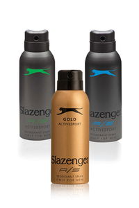 Slazenger - Slazenger Active Sport 3 lü Erkek Mavi / Yeşil / Gold Deodorant