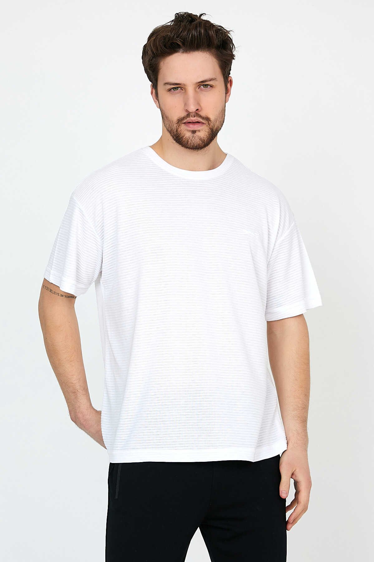 Slazenger - Slazenger BALDOVIN Erkek T-Shirt Beyaz