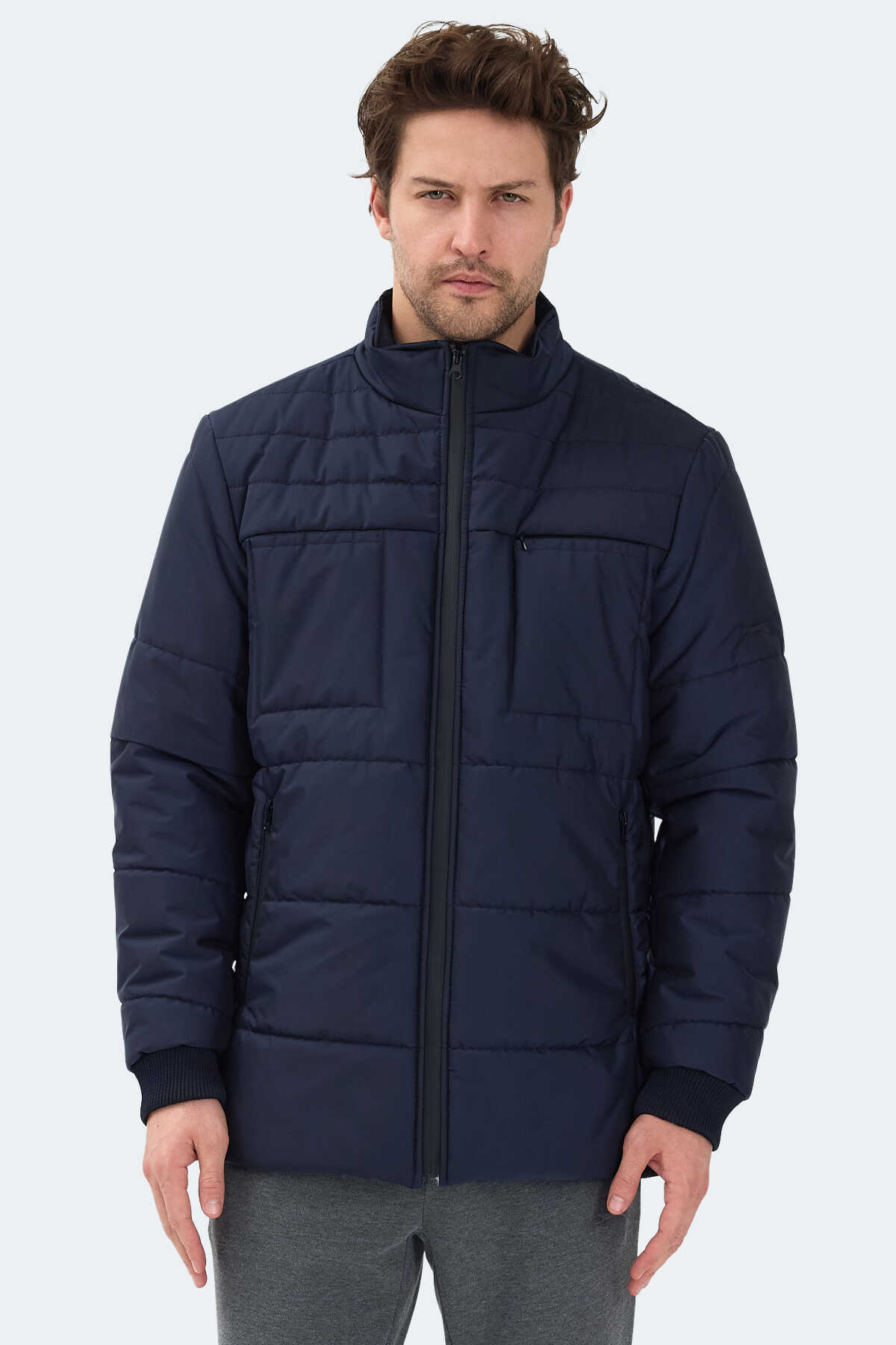 Slazenger - Slazenger BALDWING Erkek Dik Yaka Fermuarlı Lacivert Mont & Kaban