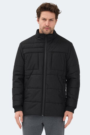 Slazenger BALDWING Erkek Dik Yaka Fermuarlı Siyah Mont & Kaban