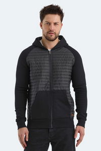 Slazenger - Slazenger BASS IN Erkek Fermuarlı Kapüşonlu Cepli Siyah Sweatshırt