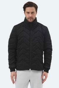 Slazenger - Slazenger BEAST Erkek Dik Yaka Fermuarlı Siyah Mont & Kaban