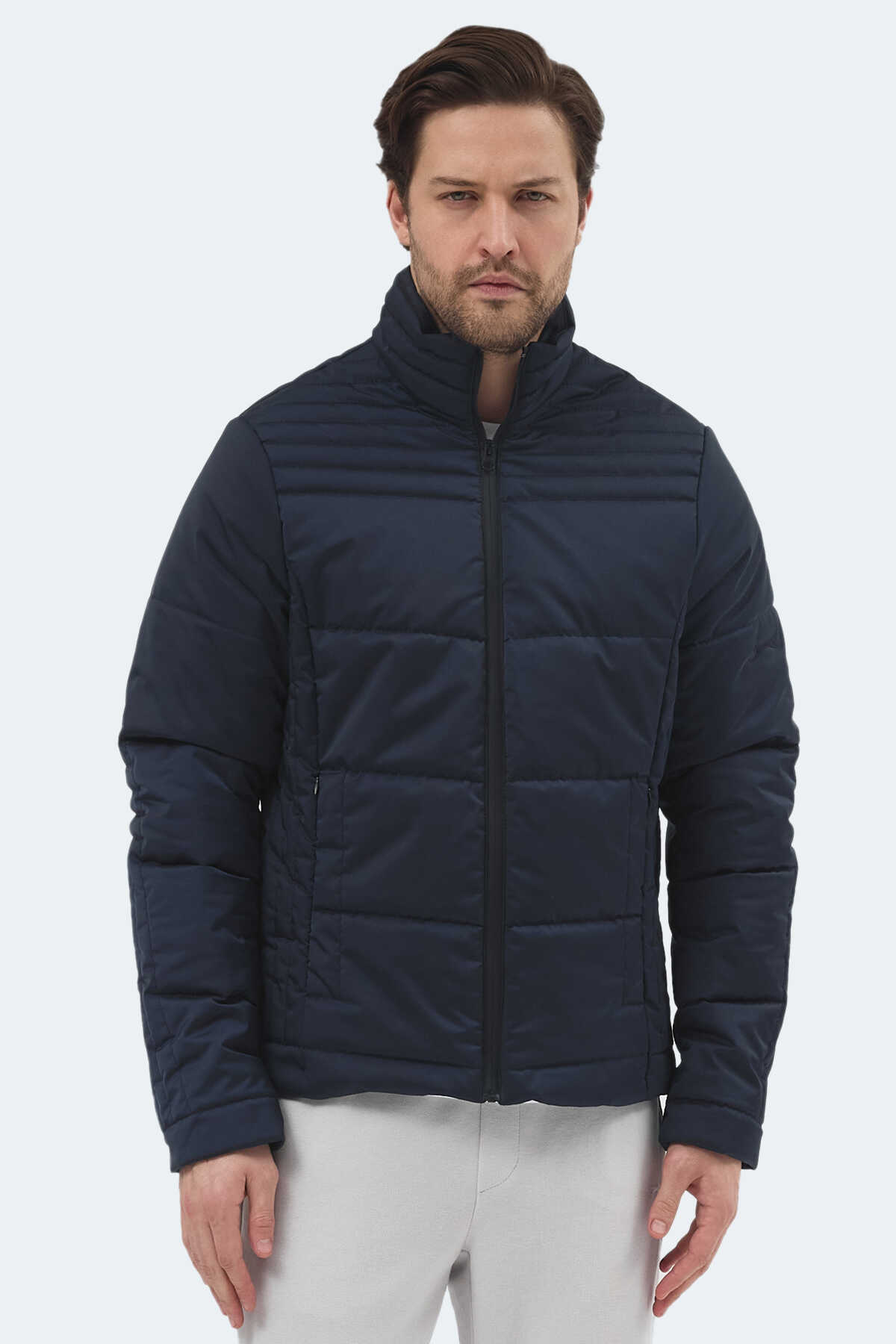 Slazenger - Slazenger BLANCO Erkek Dik Yaka Slim Fit Lacivert Mont & Kaban