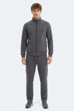Slazenger - Slazenger BOOST GEAR Erkek Fermuarlı Dik Yaka Cepli Koyu Gri Eşofman Takımı