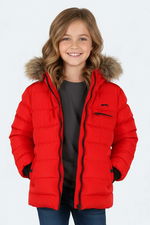 Slazenger - Slazenger CALISTO NEW Unisex Çocuk Kapüşonlu Şişme Kırmızı Mont & Kaban