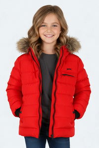 Slazenger - Slazenger CALISTO NEW Unisex Çocuk Kapüşonlu Şişme Kırmızı Mont & Kaban