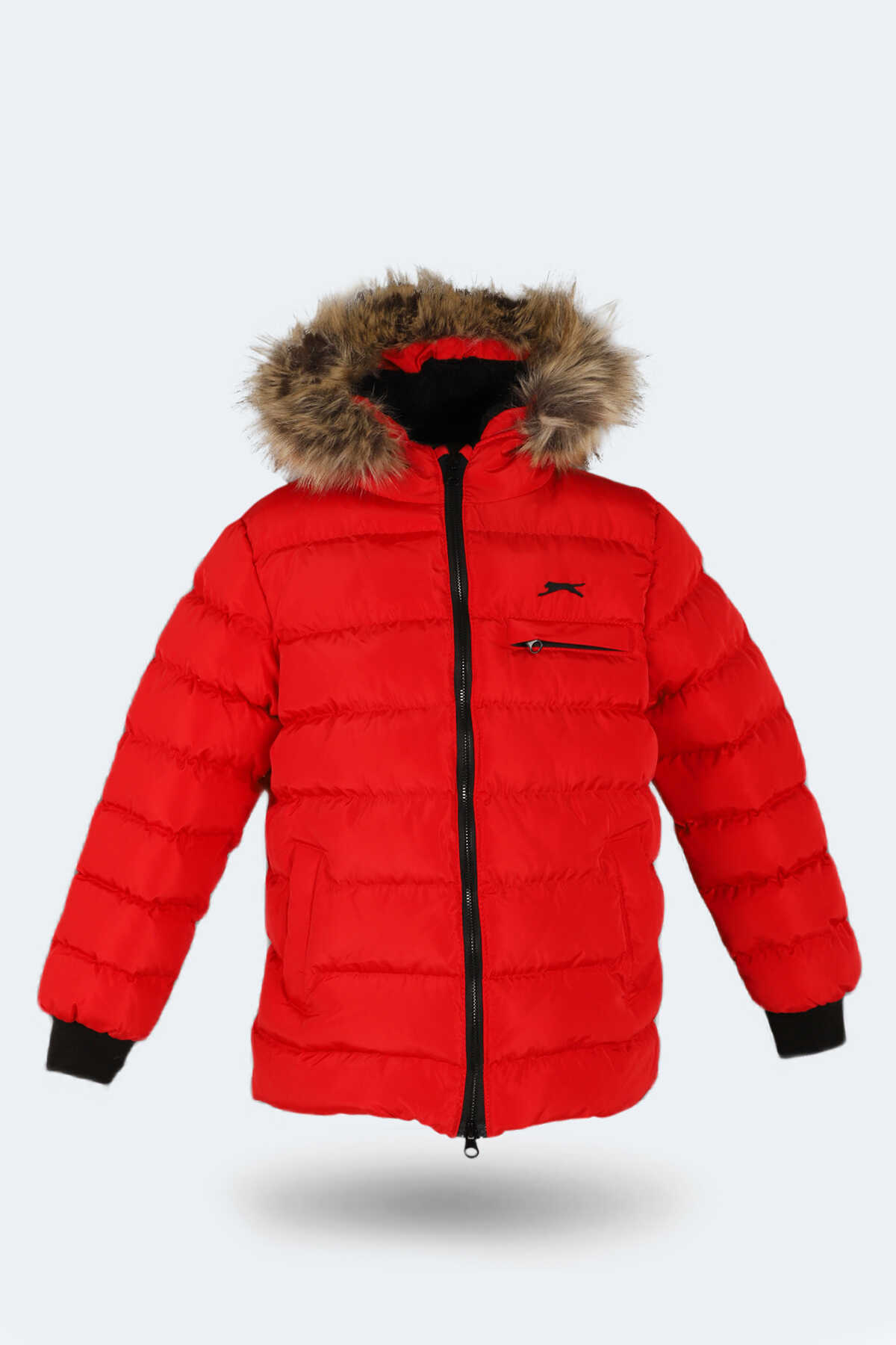 Slazenger - Slazenger CALISTO NEW Unisex Çocuk Kapüşonlu Şişme Kırmızı Mont & Kaban