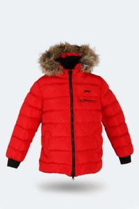 Slazenger - Slazenger CALISTO NEW Unisex Çocuk Kapüşonlu Şişme Kırmızı Mont & Kaban
