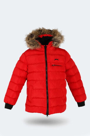 Slazenger CALISTO NEW Unisex Çocuk Kapüşonlu Şişme Kırmızı Mont & Kaban 