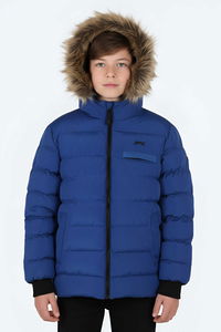 Slazenger - Slazenger CALISTO NEW Unisex Çocuk Kapüşonlu Şişme Saks Mavi Mont & Kaban