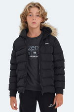 Slazenger - Slazenger CALISTO NEW Unisex Çocuk Kapüşonlu Şişme Siyah Mont & Kaban