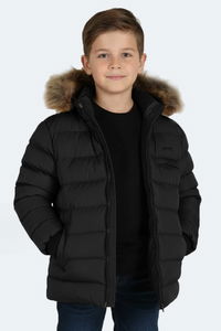 Slazenger - Slazenger CALISTO NEW Unisex Çocuk Kapüşonlu Şişme Siyah Mont & Kaban