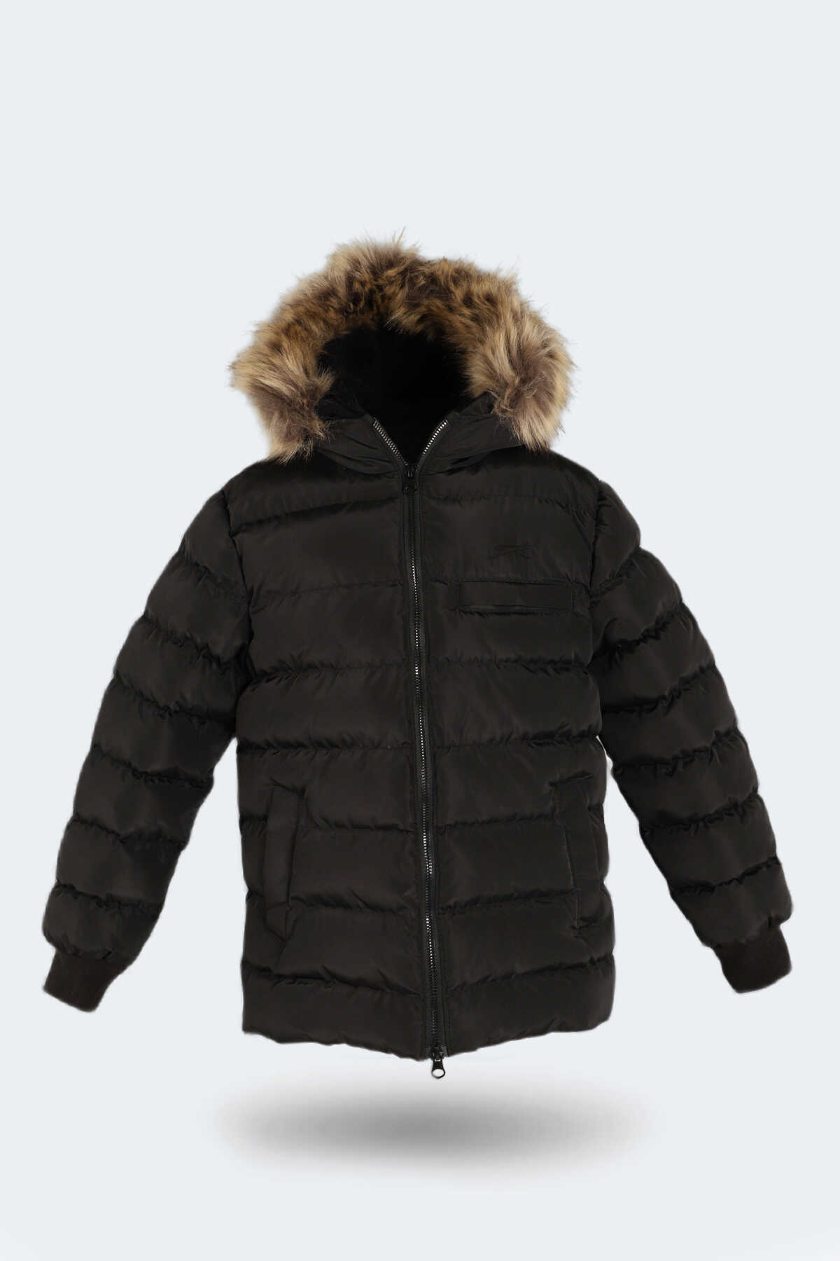 Slazenger - Slazenger CALISTO NEW Unisex Çocuk Kapüşonlu Şişme Siyah Mont & Kaban