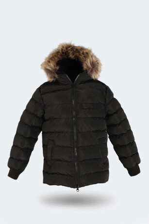 Slazenger CALISTO NEW Unisex Çocuk Kapüşonlu Şişme Siyah Mont & Kaban 