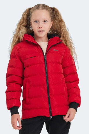 Slazenger CALISTO Unisex Çocuk Kapüşonlu Şişme Kırmızı Mont & Kaban 