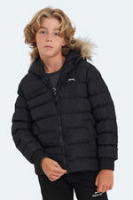 Slazenger - Slazenger CALISTO Unisex Çocuk Kapüşonlu Şişme Siyah Mont & Kaban