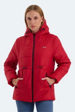 Slazenger - Slazenger CALLU Kadın Kapüşonlu Şişme Kırmızı Mont & Kaban Slazenger - Slazenger CALLU Kadın Kapüşonlu Şişme Kırmızı Mont & Kaban
