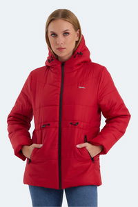 Slazenger - Slazenger CALLU Kadın Kapüşonlu Şişme Kırmızı Mont & Kaban Slazenger - Slazenger CALLU Kadın Kapüşonlu Şişme Kırmızı Mont & Kaban