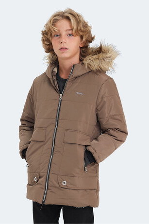 Slazenger CAMELIA IN Unisex Çocuk Kapüşonlu Bej Mont & Kaban 