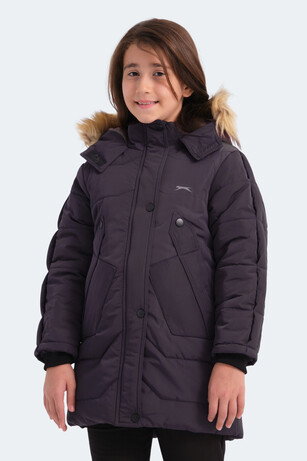Slazenger CAMRON Kız Çocuk Kapüşonlu Şişme Mor Mont & Kaban