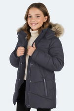 Slazenger - Slazenger CANDY NEW Kız Çocuk Kapüşonlu Şişme Lacivert Mont & Kaban