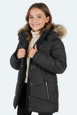 Slazenger - Slazenger CANDY NEW Kız Çocuk Kapüşonlu Şişme Siyah Mont & Kaban