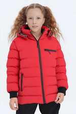 Slazenger - Slazenger CAPTAIN NEW IN Unisex Çocuk Kapüşonlu Şişme Kırmızı Mont & Kaban