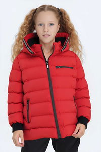 Slazenger - Slazenger CAPTAIN NEW IN Unisex Çocuk Kapüşonlu Şişme Kırmızı Mont & Kaban