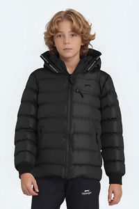 Slazenger - Slazenger CAPTAIN NEW IN Unisex Çocuk Kapüşonlu Şişme Siyah Mont & Kaban