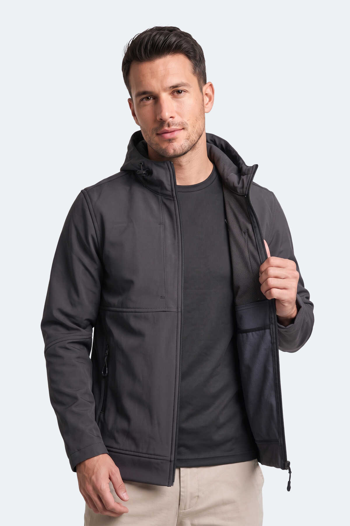 Slazenger CENTRA Erkek Dik Yaka Fermuarlı Antrasit Mont & Kaban - 3