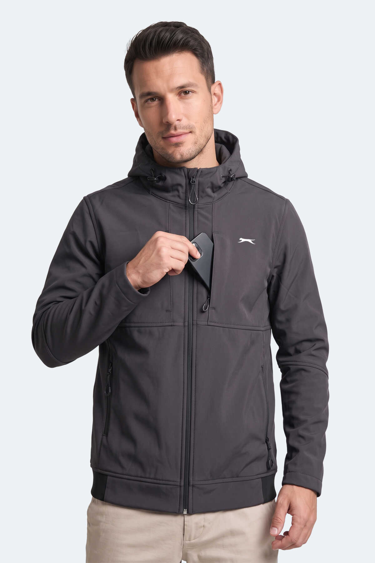 Slazenger CENTRA Erkek Dik Yaka Fermuarlı Antrasit Mont & Kaban - 5