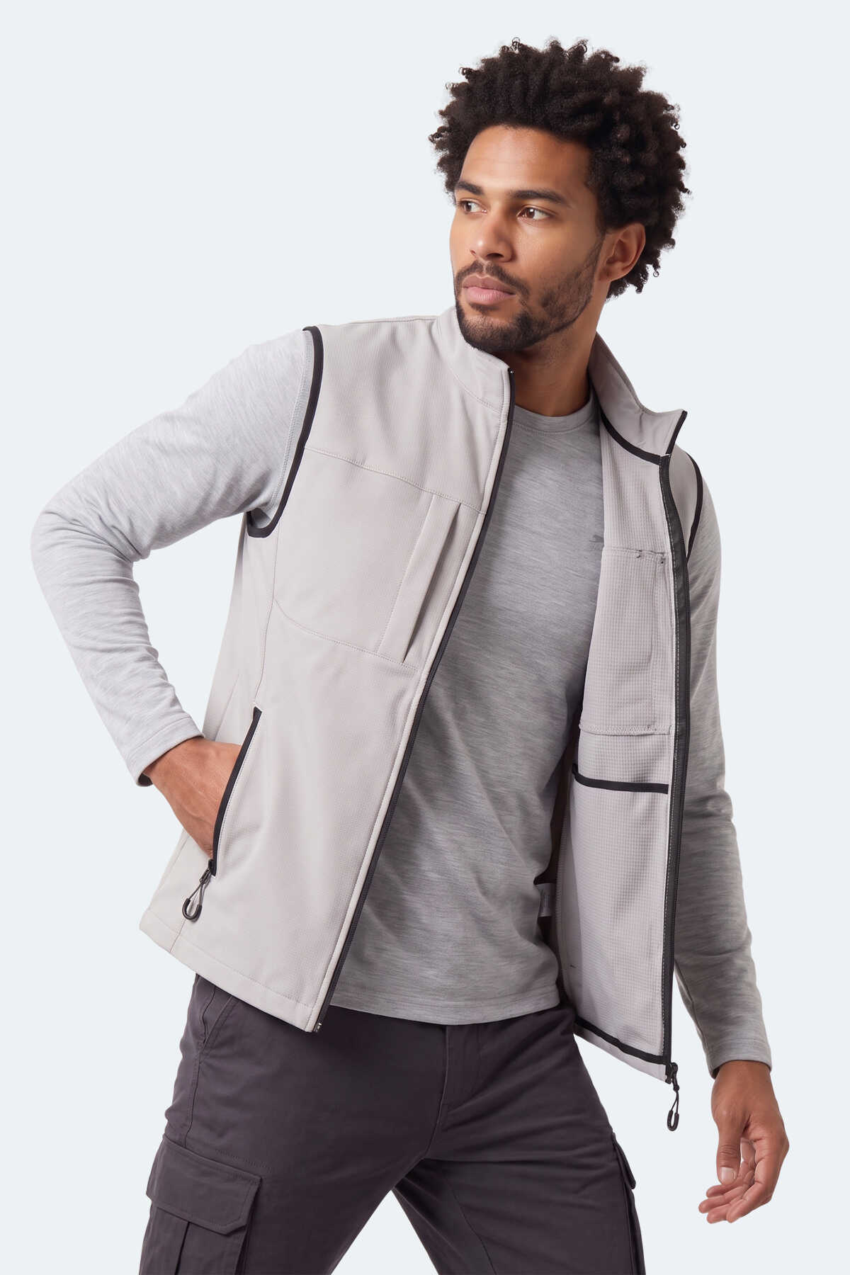 Slazenger CORVEN Erkek Softshell Bej Yelek - 5