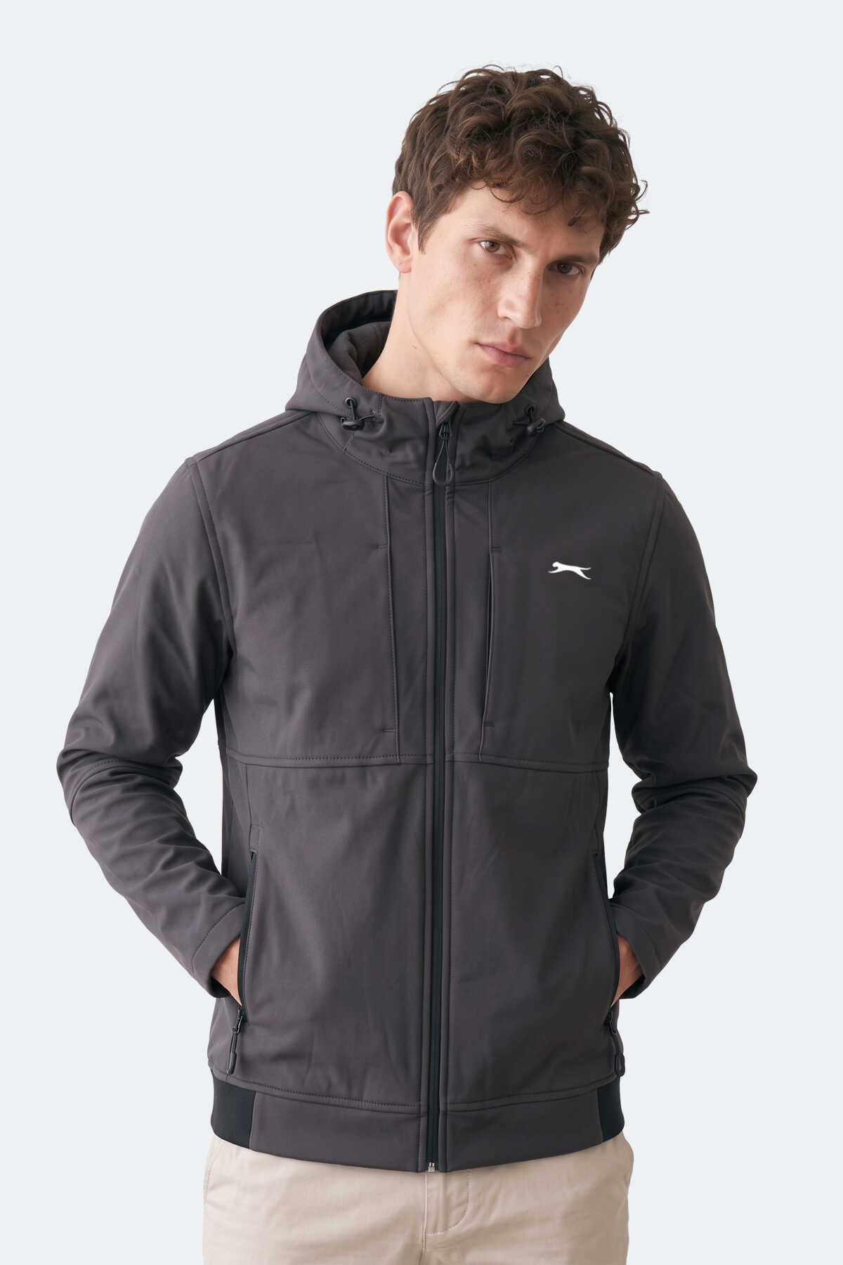 Slazenger - Slazenger CREST I Erkek Dik Yaka Fermuarlı Antrasit Mont & Kaban