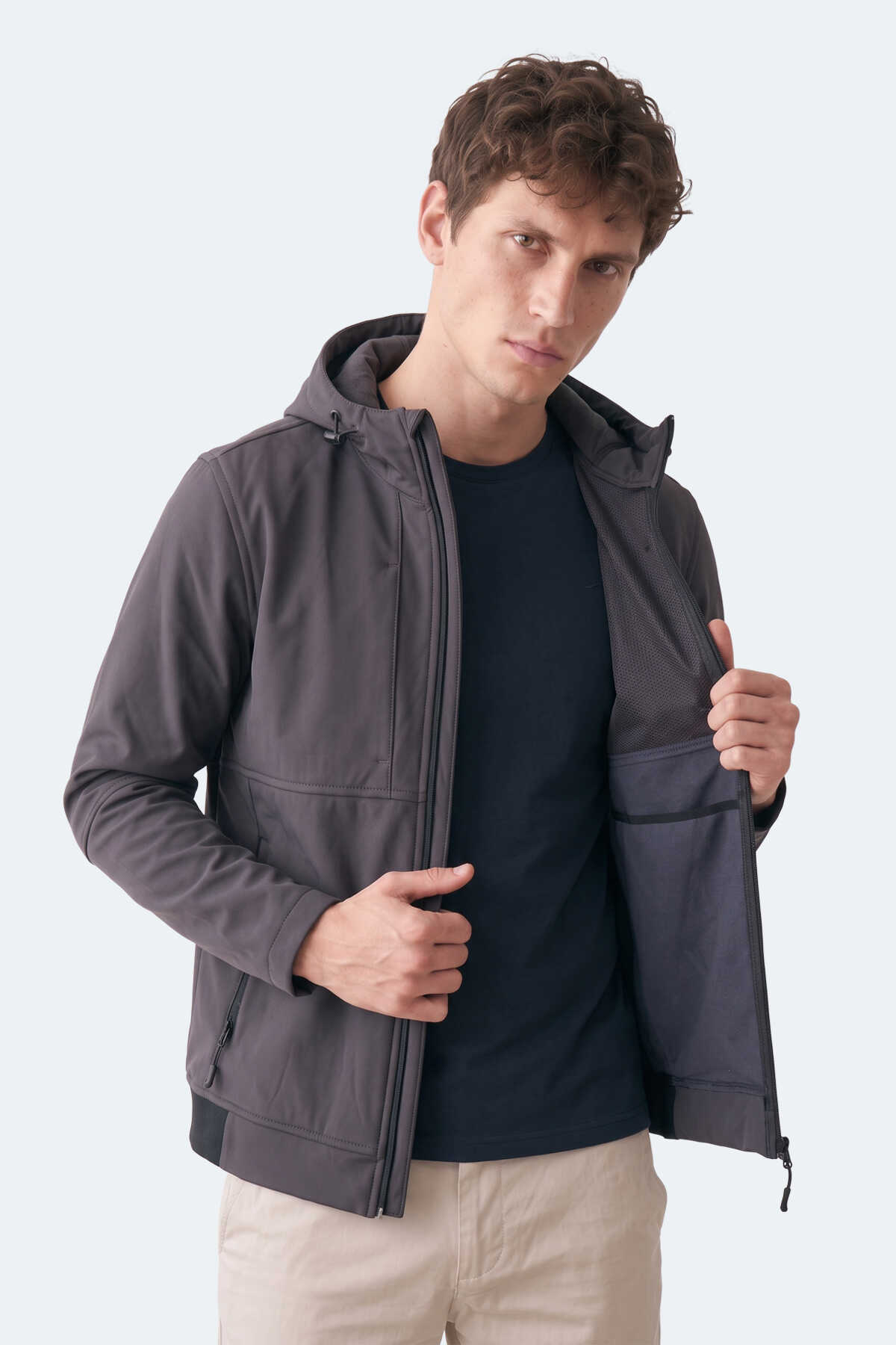 Slazenger CREST I Erkek Dik Yaka Fermuarlı Antrasit Mont & Kaban - 3