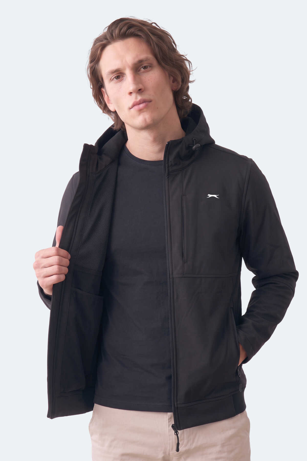 Slazenger CREST I Erkek Dik Yaka Fermuarlı Siyah Mont & Kaban - 3