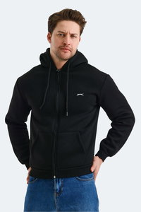 Slazenger - Slazenger CUDI I Erkek Fermuarlı Kapüşonlu Cepli Siyah Sweatshırt