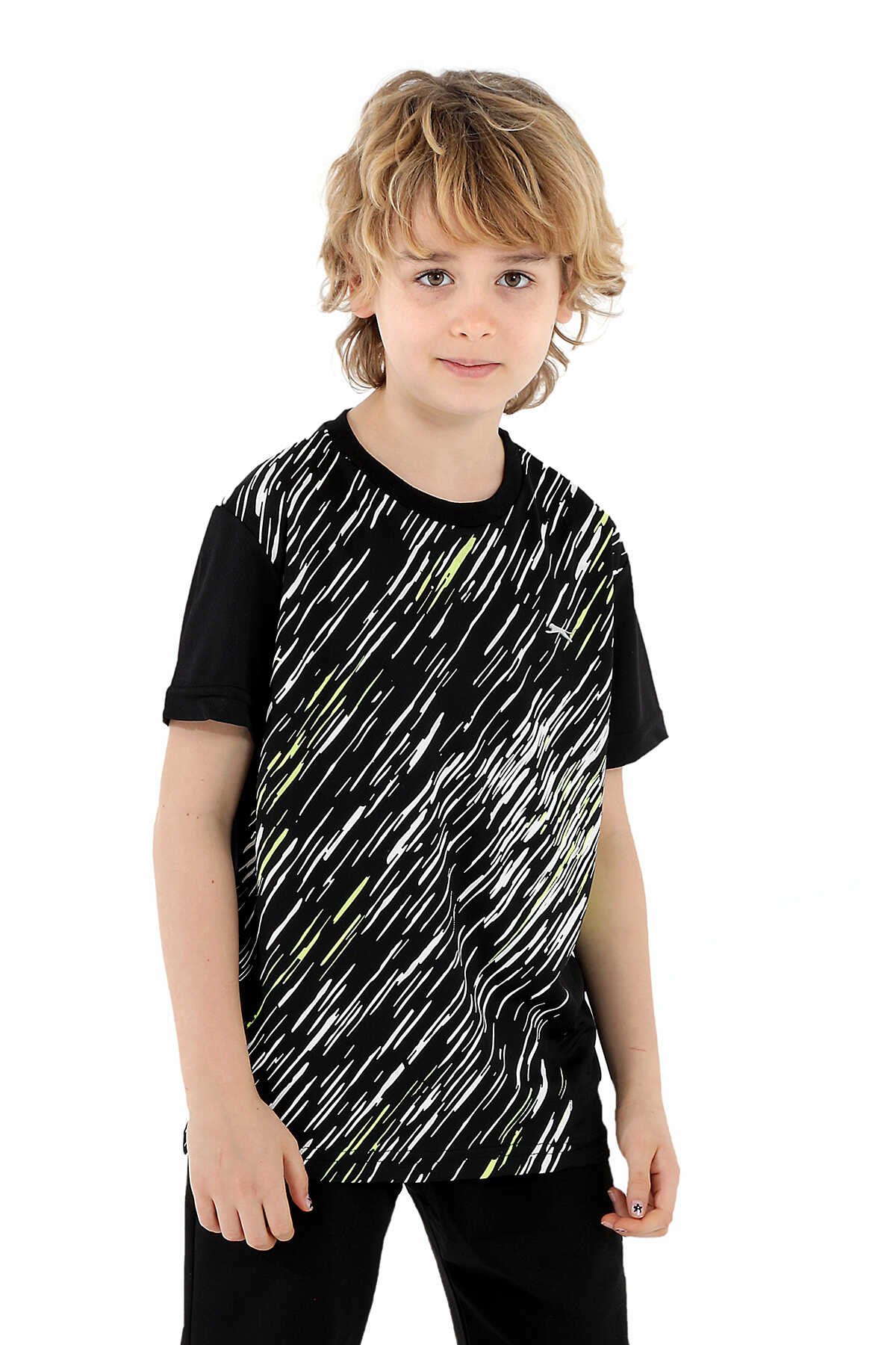 Slazenger - Slazenger DANIHEL Erkek Çocuk T-Shirt Siyah / Sarı