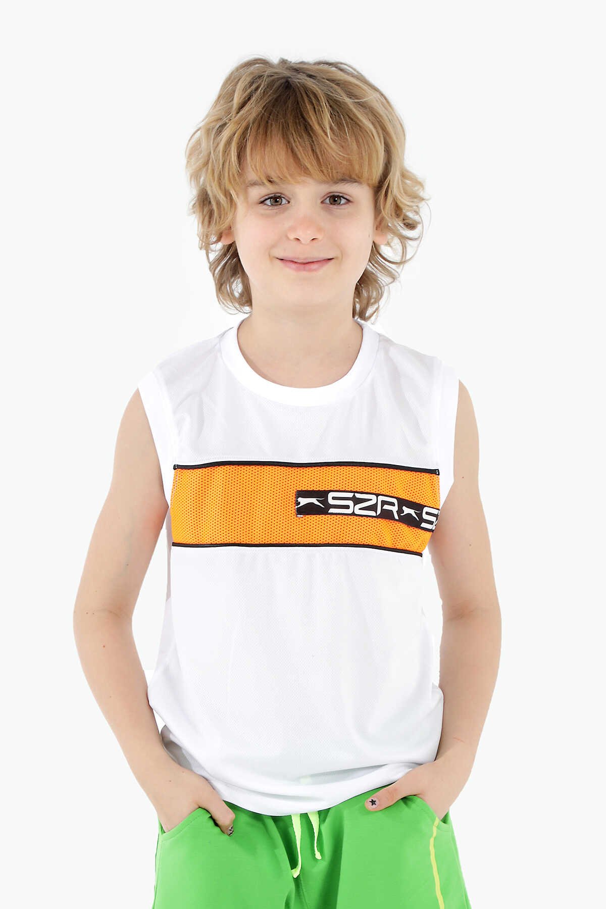 Slazenger - Slazenger DAVORKA Erkek Çocuk Kolsuz T-Shirt Beyaz