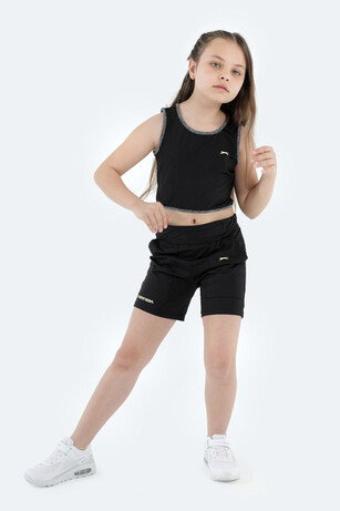 Slazenger DEVARAJ IN Kız Çocuk Cepli Siyah Şort 