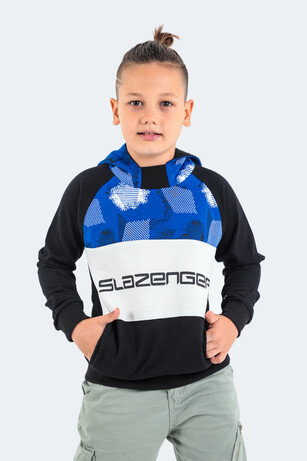 Slazenger DRAGICA IN Unisex Çocuk Kapüşonlu Cepli Siyah Sweatshırt