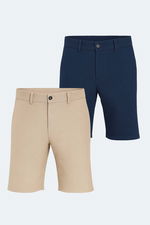 Slazenger - Slazenger EASILY 2 li Set Erkek Bej - Lacivert Şort