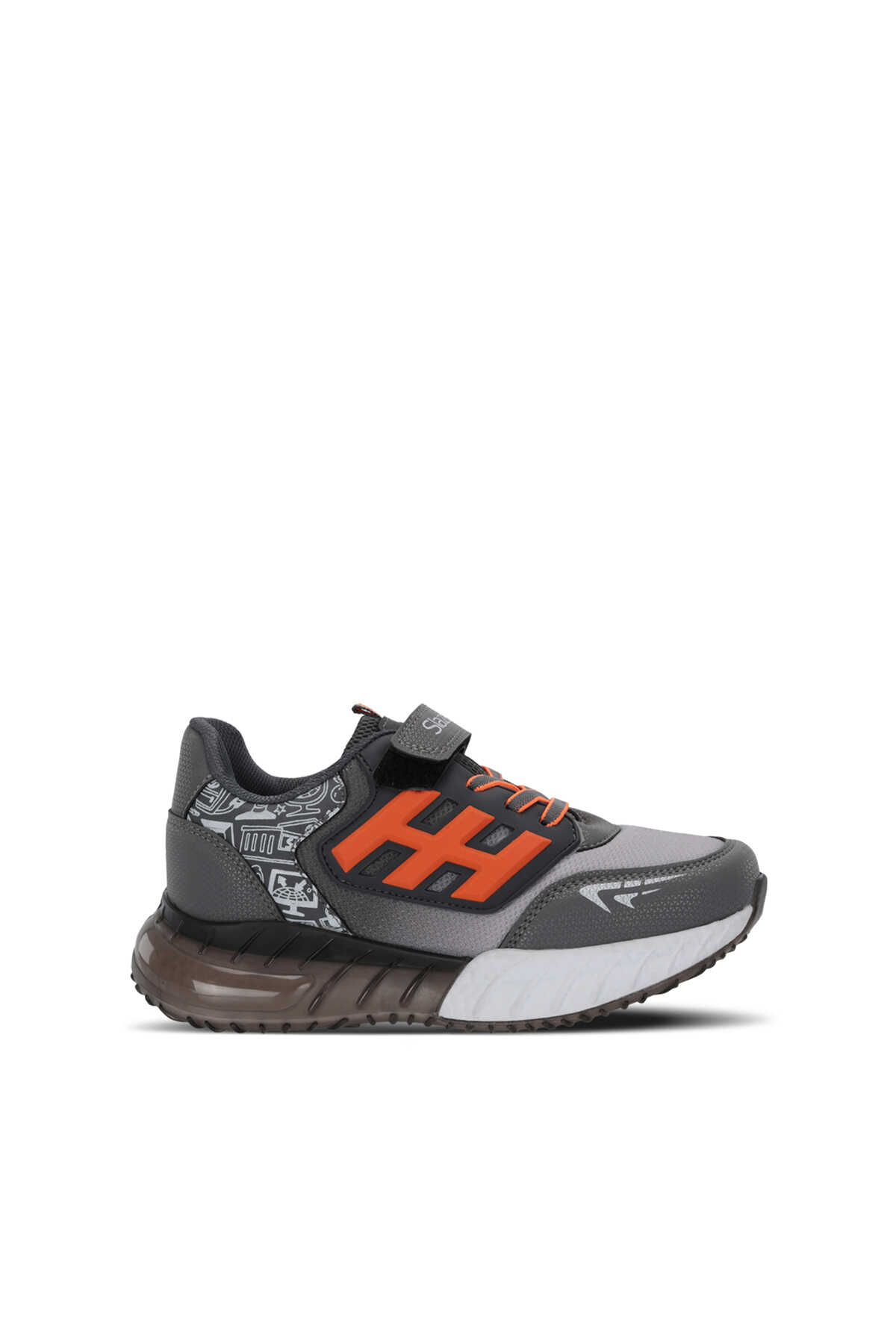 Slazenger - Slazenger ENZO F Erkek Çocuk Füme / Turuncu Günlük Spor Ayakkabısı