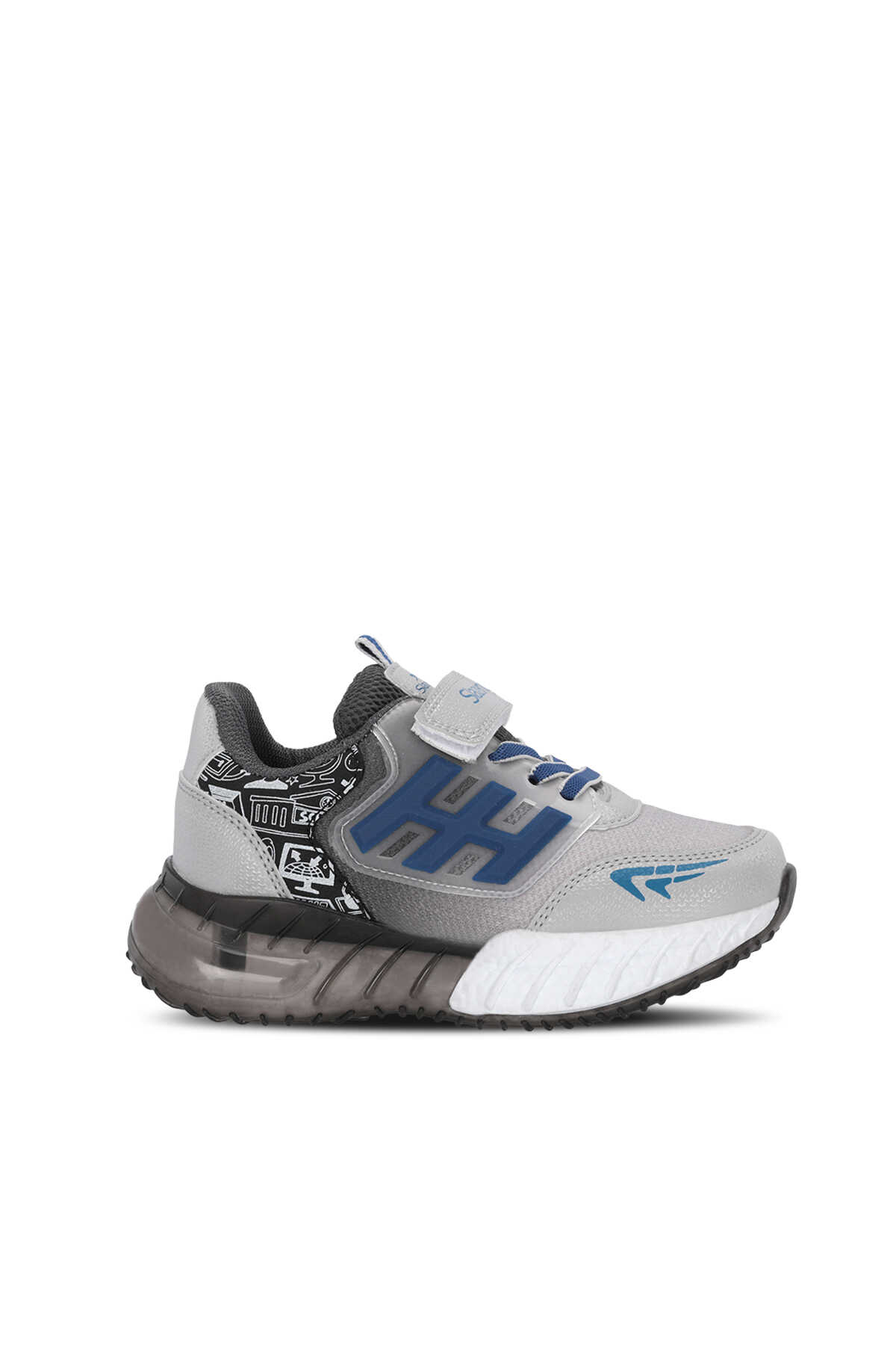 Slazenger - Slazenger ENZO F Erkek Çocuk Gri / Saks Mavi Günlük Spor Ayakkabısı