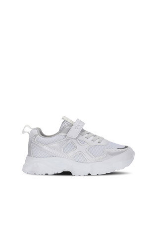 Slazenger FAST TRACK I Unisex Çocuk Cırt Cırtlı Beyaz / Gümüş Günlük Spor Ayakkabısı 
