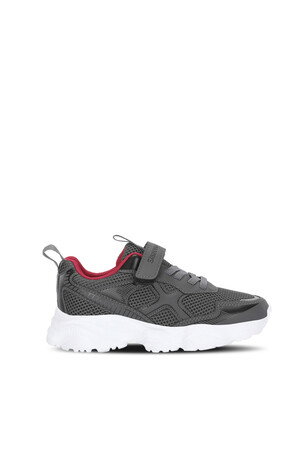 Slazenger FAST TRACK I Unisex Çocuk Cırt Cırtlı Koyu Gri / Kırmızı Günlük Spor Ayakkabısı 