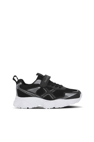 Slazenger FAST TRACK I Unisex Çocuk Cırt Cırtlı Siyah / Gümüş Günlük Spor Ayakkabısı 
