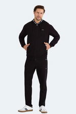 Slazenger - Slazenger FENDER Erkek Kapüşonlu Fermuarlı Siyah Eşofman Takımı