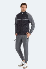 Slazenger - Slazenger FERVOR Erkek Dik Yaka Fermuarlı Antrasit Eşofman Takımı