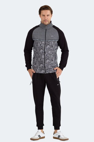 Slazenger FERVOR Erkek Dik Yaka Fermuarlı Siyah Eşofman Takımı 